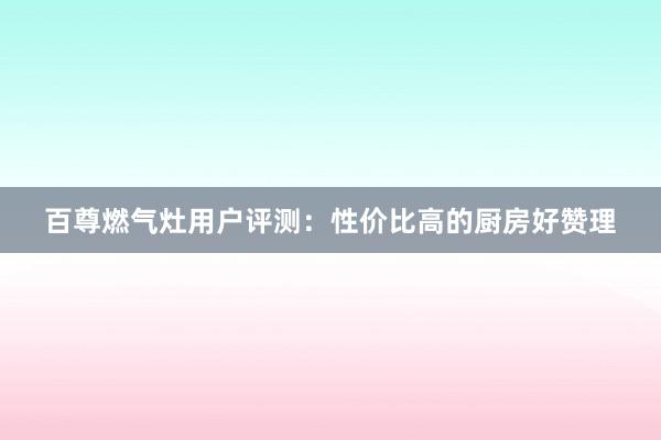 百尊燃气灶用户评测：性价比高的厨房好赞理